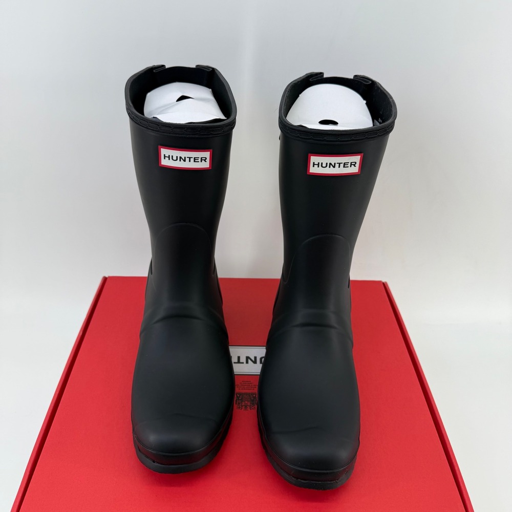 Hunter Original Short Back Adjust Matte Black Rubber‎ Rain Boots Womens Size 10